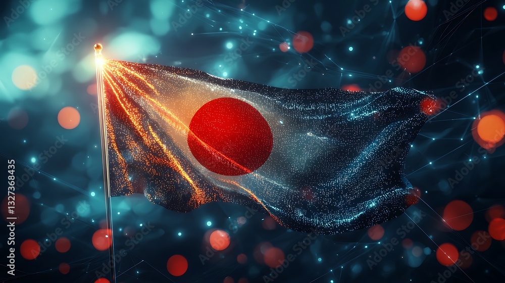 Aufkleber digital flag abstract image global business technology