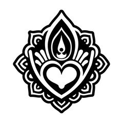 A solid style icon of sacred heart symbol