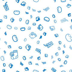 Set line Socks, Glass with water and Eyeglasses on seamless pattern. Vector