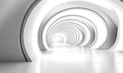 Obraz premium A striking futuristic interior featuring smooth white curves and luminous lighting, creating an expansive, ethereal atmosphere