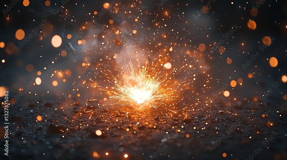 Poster Dynamic Sparkler Explosion Dark Background
