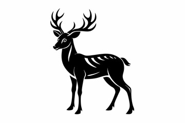 deer line art silhouette vector illustration	