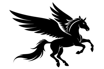 Fototapeta premium flying pegasus line art silhouette vector illustration 