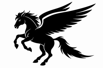 flying pegasus line art silhouette vector illustration	