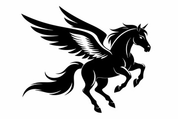 flying pegasus line art silhouette vector illustration	