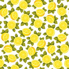 A seamless pattern featuring bright yellow lemons with a textured peel on a clean white background. Perfect for fabric, textiles, wallpaper, and decorative designs with a fresh and vibrant citrus them