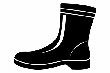 rubber boot line art silhouette vector illustration	