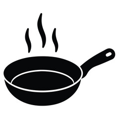 Steaming Pan Silhouette Vector Icon for Kitchen and Food Designs
