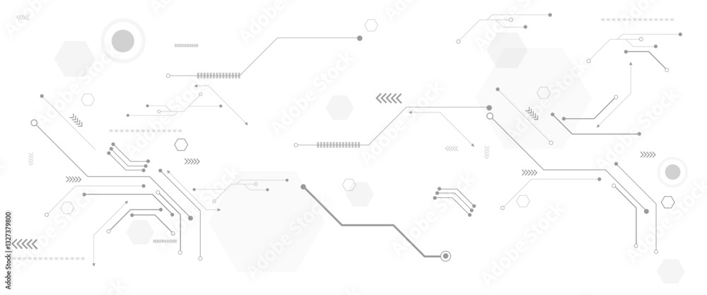 Poster Vector abstract technology on white background. High-tech circuit board connection system.
