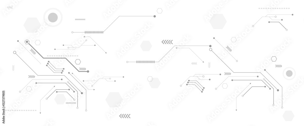 Poster Vector abstract technology on white background. High-tech circuit board connection system.