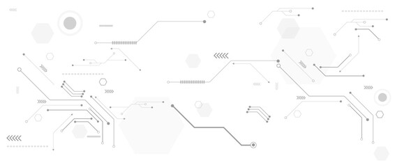 Obraz premium Vector abstract technology on white background. High-tech circuit board connection system.