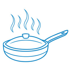 Line Art Steaming Pan Icon Vector for Food & Kitchen Illustration