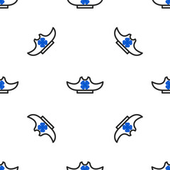 Line Pirate hat icon isolated seamless pattern on white background. Colorful outline concept. Vector