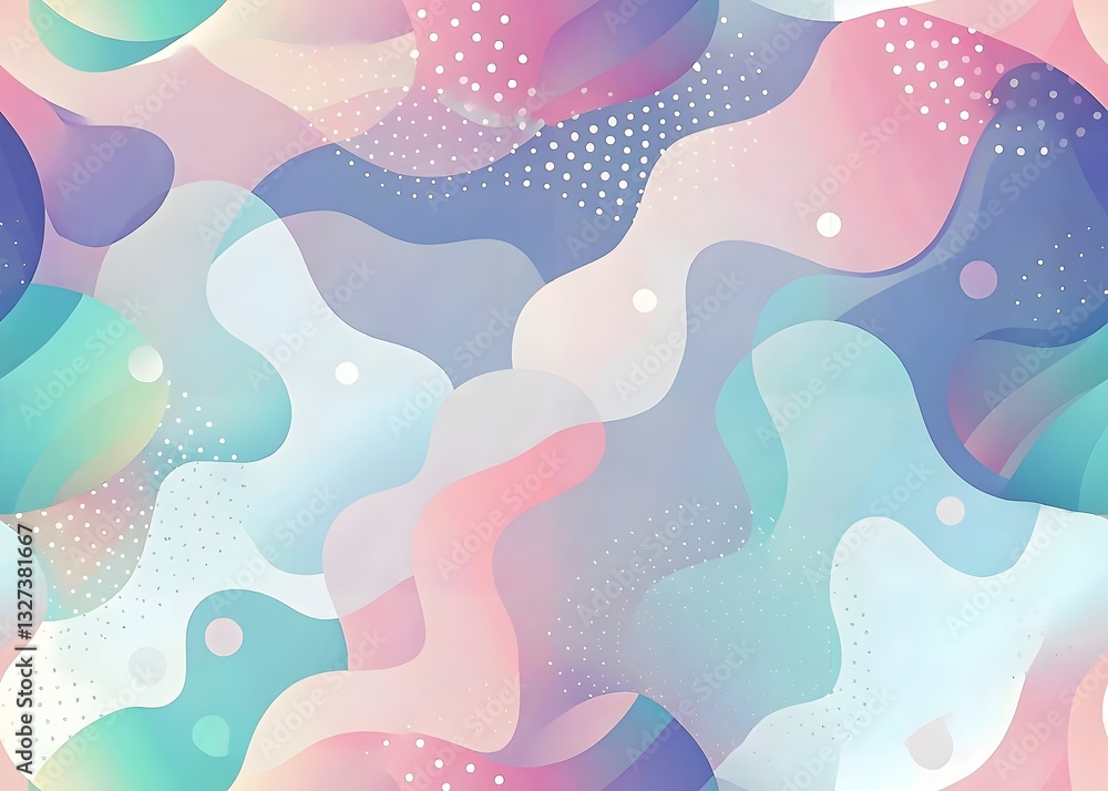 Poster abstract colorful shapes soft pastel waves overlay pattern design
