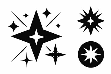 Obraz premium set of star sparkles icons line art silhouette vector illustration