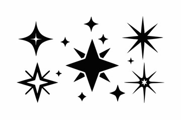 Obraz premium set of star sparkles icons line art silhouette vector illustration