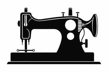 sewing machine line art silhouette vector illustration