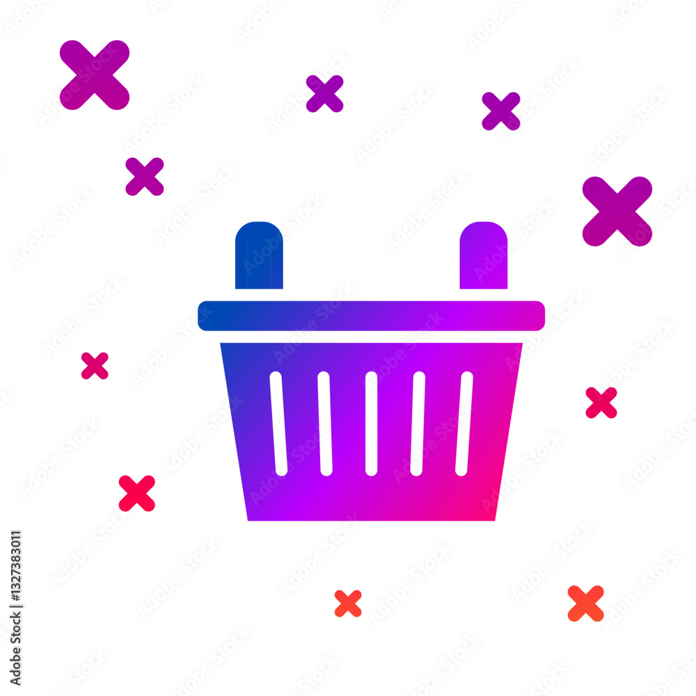 Poster color bicycle basket icon isolated on white background. gradient random dynamic shapes. vector