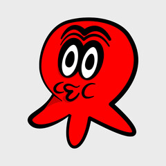 vector illustration of a red squid