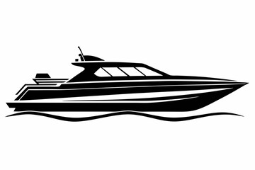 speed boat line art silhouette vector illustration