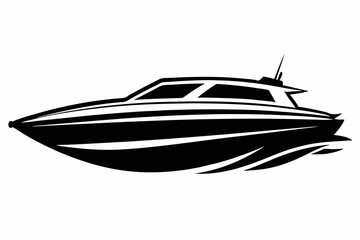 speed boat line art silhouette vector illustration
