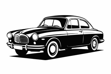 vintage car line art silhouette vector illustration