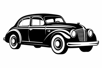 vintage car line art silhouette vector illustration