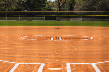Softball fast pitch ball field before game