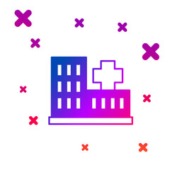 Color Medical hospital building with cross icon isolated on white background. Medical center. Health care. Gradient random dynamic shapes. Vector