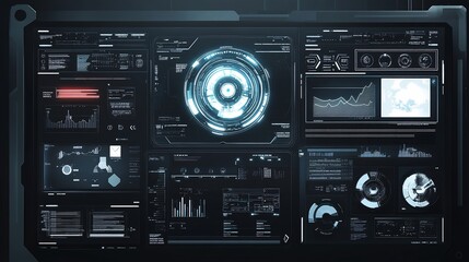 Fototapeta premium Futuristic Interface with Holographic Display for Technology Applications