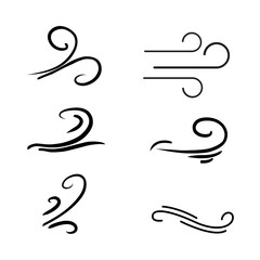 Icon set related to wind and waves. Vector illustration.