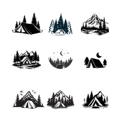 set of vector icons of camping