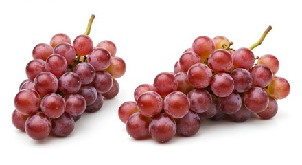 Obraz premium Red and Green Grapes on White Background - Lush bunches of red and green grapes, symbolizing abundance, health, freshness, sweetness, and harvest