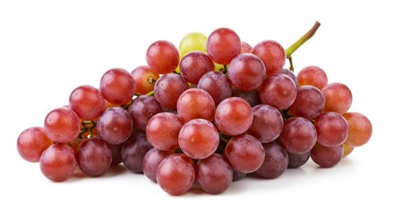 Obraz premium Red Grape Bunch - A bunch of ripe red grapes isolated on a white background. Perfect for food blogs, websites, and marketing materials