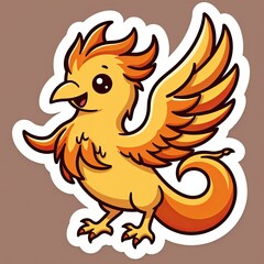 Cute Cartoon Bird with Vibrant Wings and Charming Expression