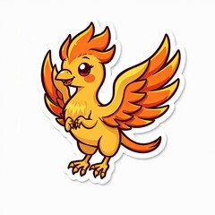 Fototapeta premium Cute Cartoon Bird with Vibrant Wings and Charming Expression