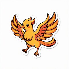 Cute Cartoon Bird with Vibrant Wings and Charming Expression