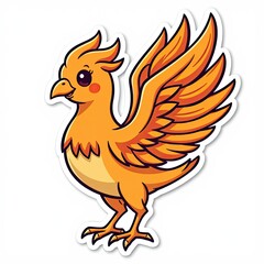 Obraz premium Cute Cartoon Bird with Vibrant Wings and Charming Expression