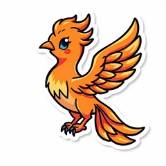 Obraz premium Cute Cartoon Bird with Vibrant Wings and Charming Expression