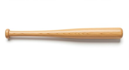 Obraz premium Wooden Baseball Bat on White Background - A high-quality of a classic wooden baseball bat isolated on a white background. Perfect for sports-related designs and projects