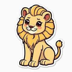 Cute Cartoon Lion Character with Big Eyes and Friendly Smile