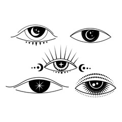 Unique collection of minimalist eye designs showcasing various styles and elements
