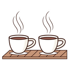 Minimalist Line Art of Tea and Coffee Cups – Elegant Duo