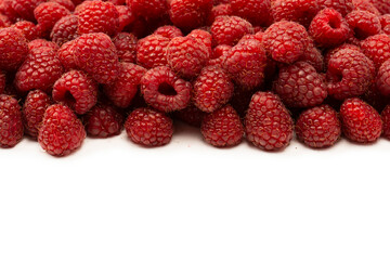 Tasty fresh raspberry isolated on a white background. Top view.