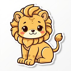 Cute Cartoon Lion Character with Big Eyes and Friendly Smile