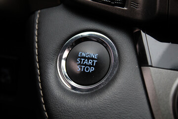Start Stop button. The button for stopping the start of the car engine. Engine Start Stop push...