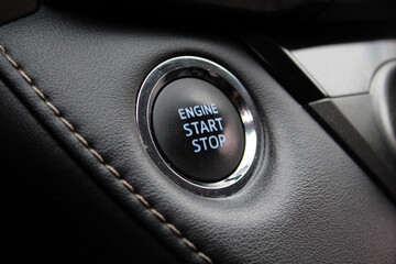 Start Stop button. The button for stopping the start of the car engine. Engine Start Stop push button.