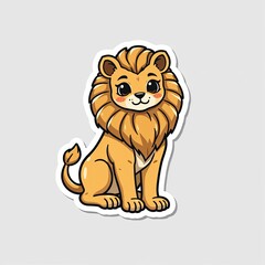 Cute Cartoon Lion Character with Big Eyes and Friendly Smile