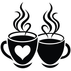 Steaming Tea and Coffee Cups Silhouette – A Perfect Pair