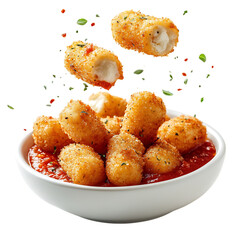 A Bowl of Fried Shrimp with Tomato Sauce Isolated on Transparent Background